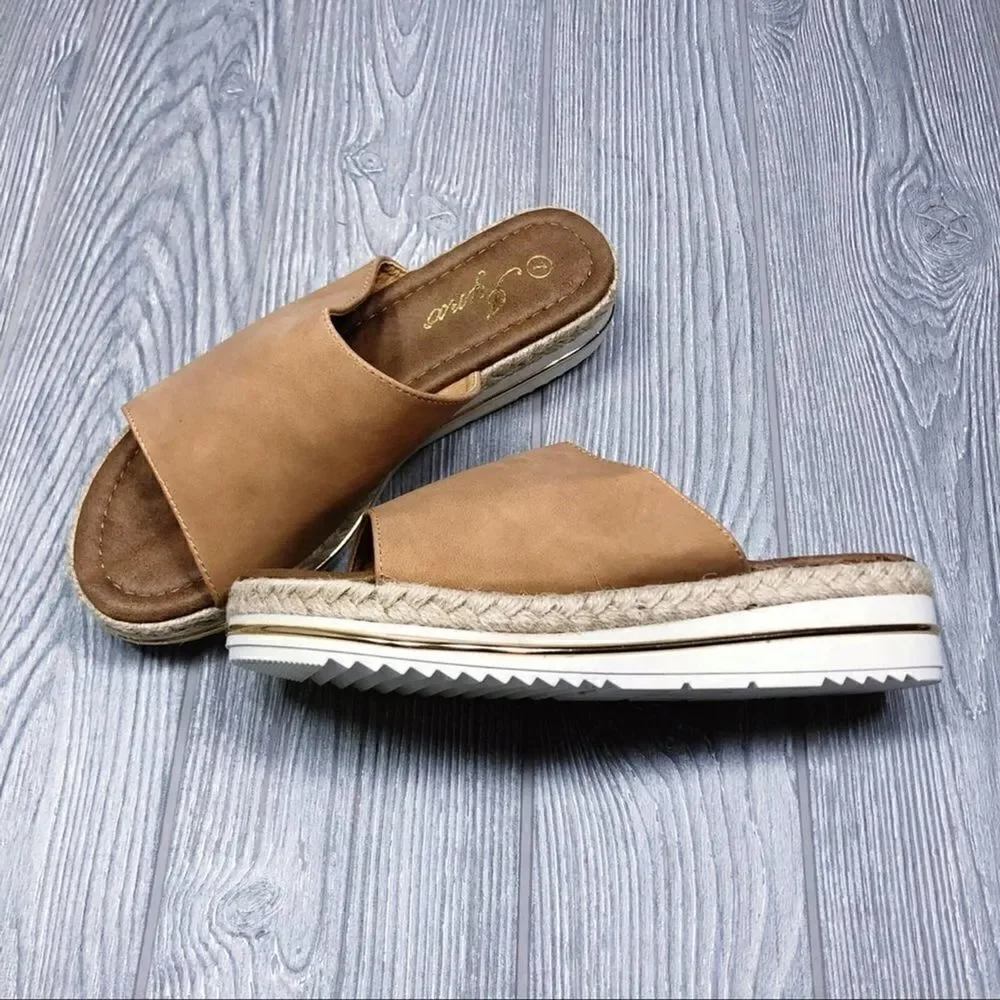 Lynx Joey espadrille slide sandal cognac 7.5 NEW